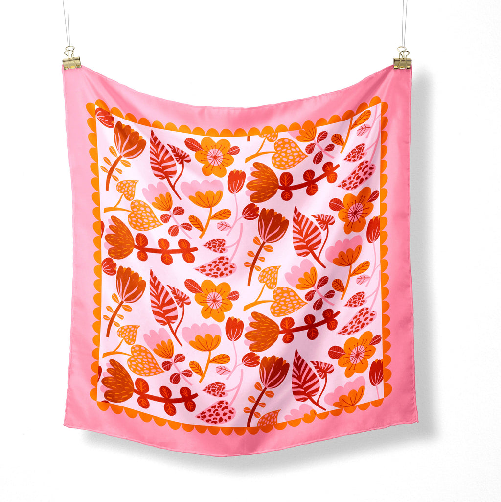 Folk Festival Flowers Scarf/Neckerchief/Pocket Square