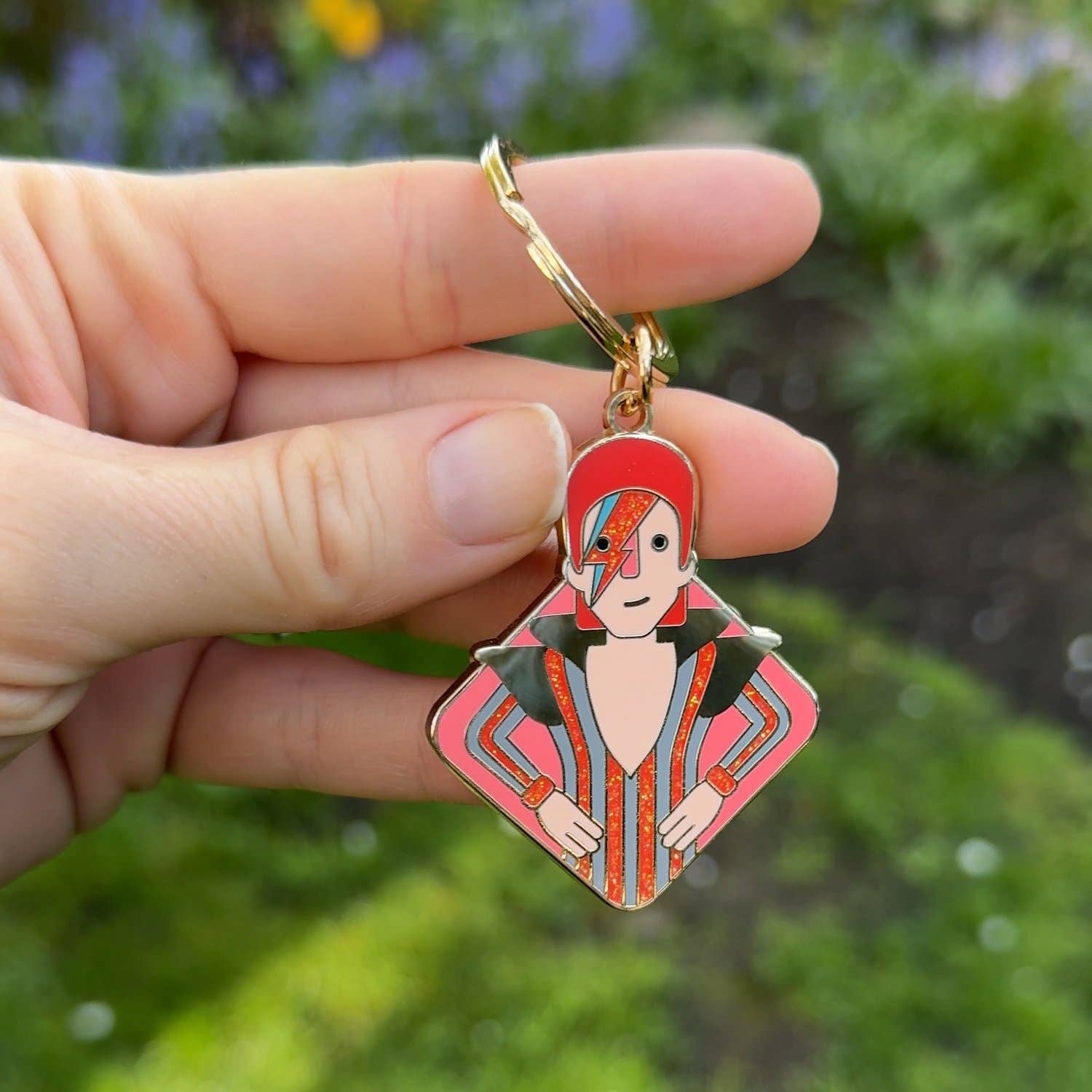 Bowie Key Ring - London Music Keychain Icon Gift Stardust