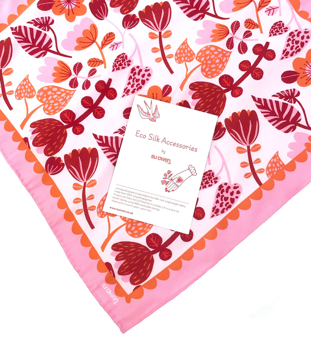 Folk Festival Flowers Scarf/Neckerchief/Pocket Square