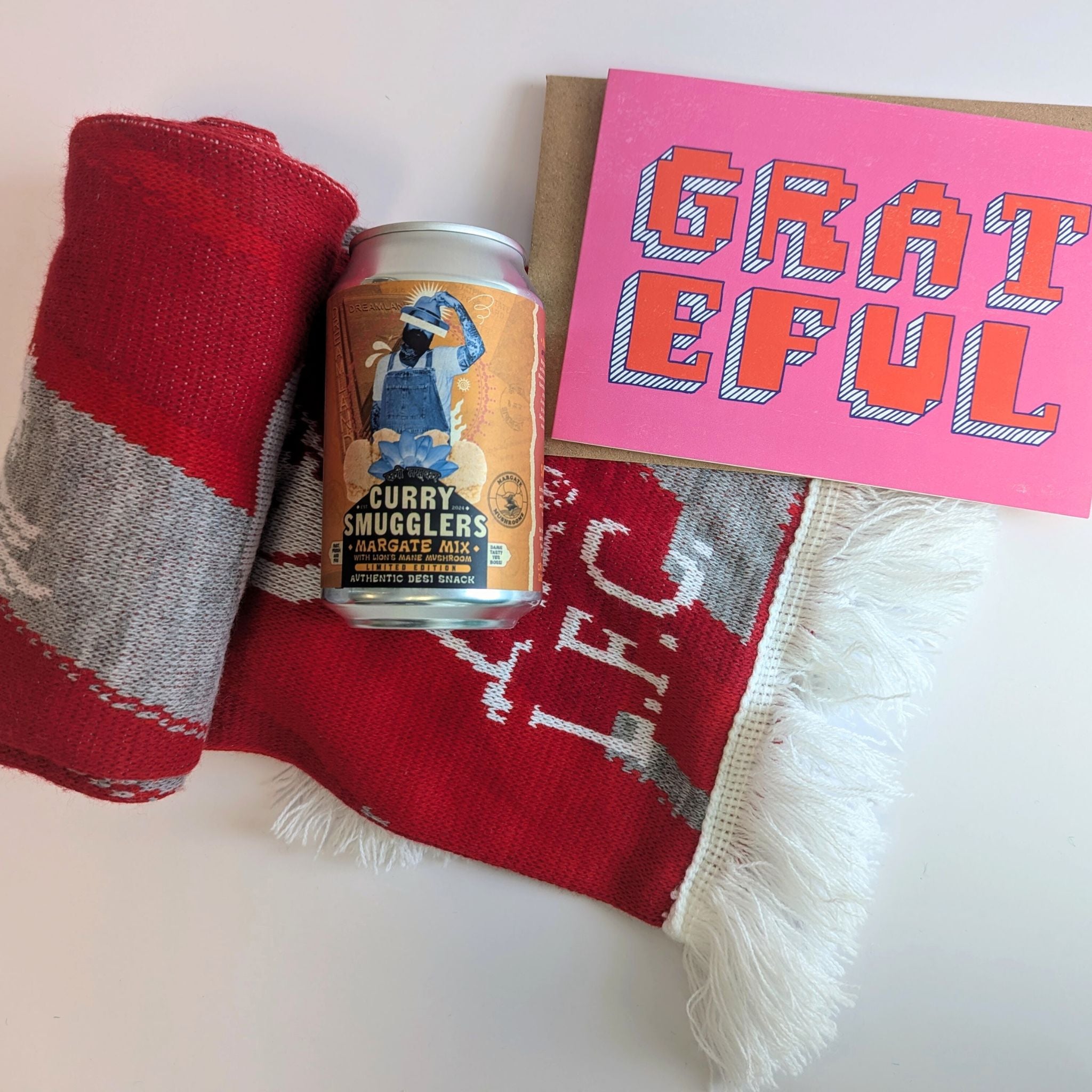 Footballistic Duo: A football scarf + Curry Smugglers Snack