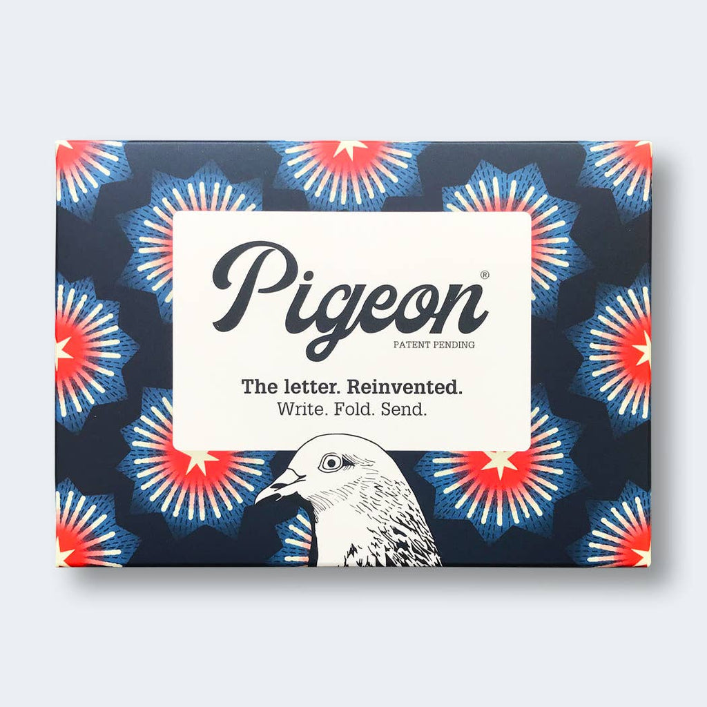 Pigeon product packaging with floral design and brand name on a white background