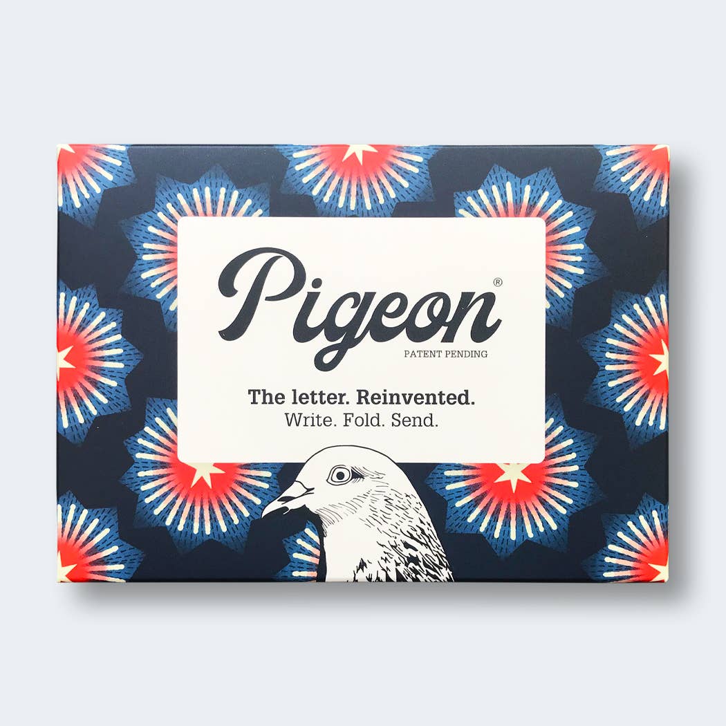 Pigeon product packaging with floral design and brand name on a white background