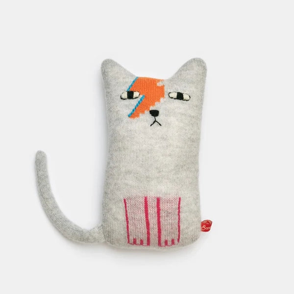 soft toy grey cat with ziggy dust face
