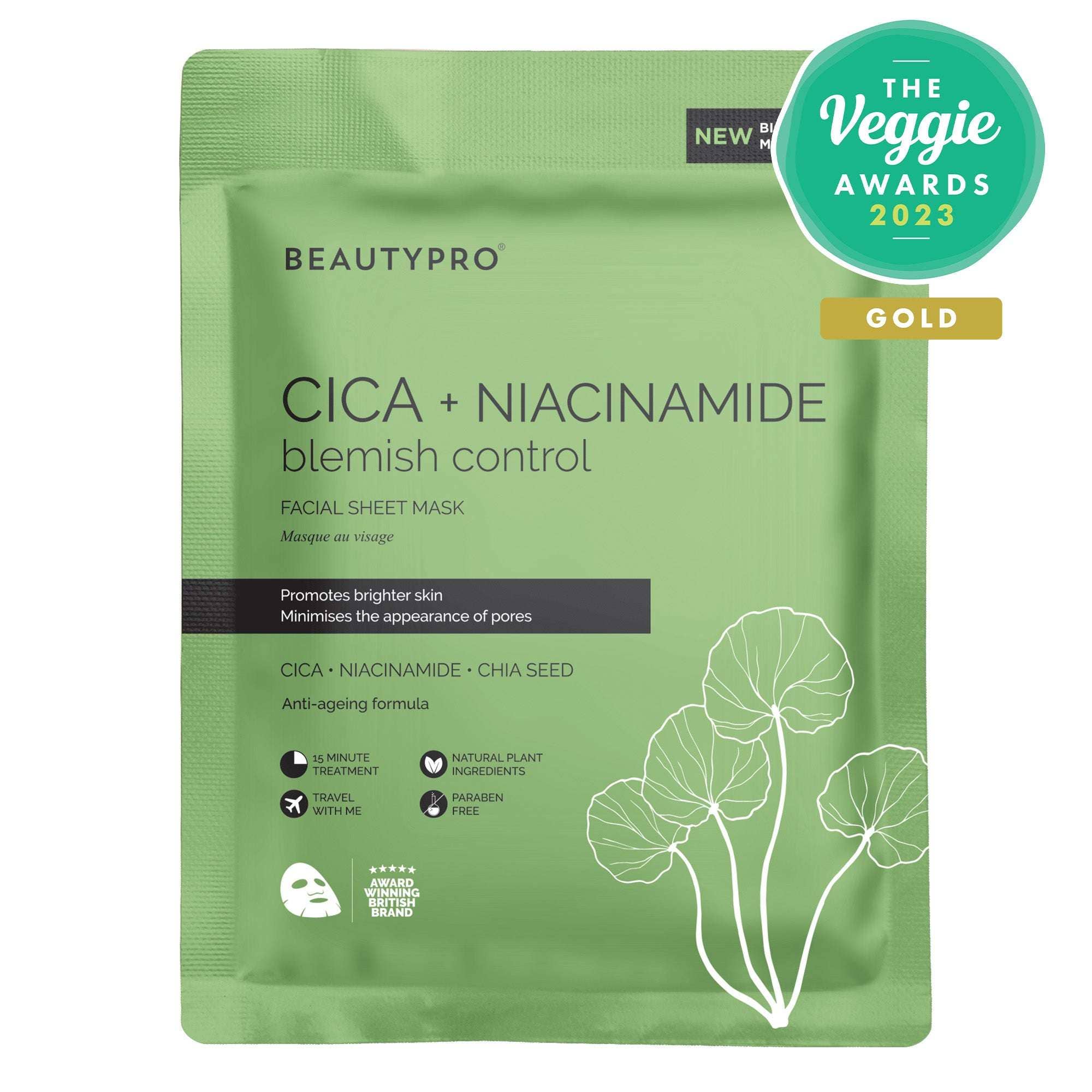 CICA + NIACINAMIDE Facial Sheet Mask - 100% Biodegradable