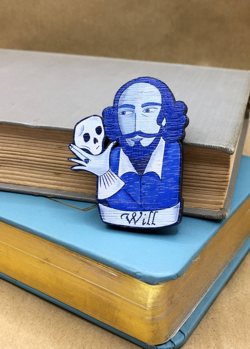 William Shakespeare Wooden Pin Badge