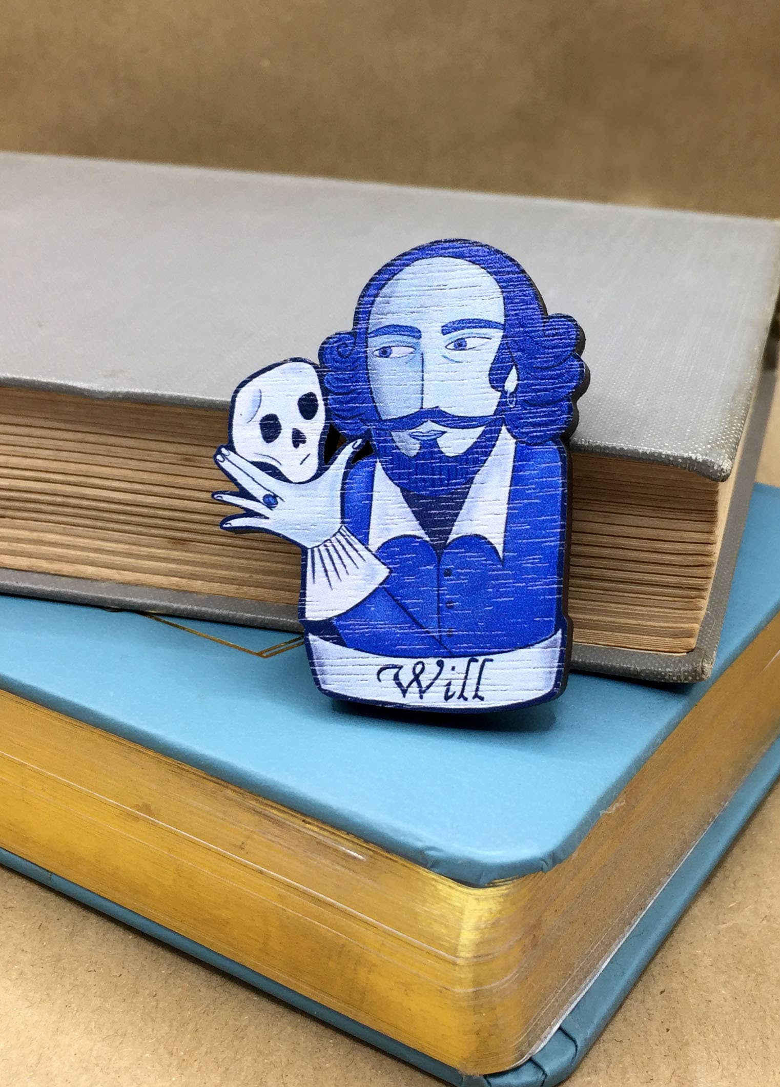 William Shakespeare Wooden Pin Badge
